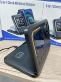 🔋 ESTACIÓN DE CARGA INALÁMBRICA 5 EN 1 CON RELOJ DESPERTADOR MULTIFUNCIÓN