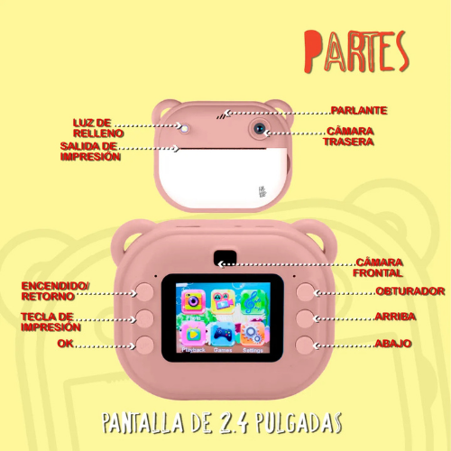 CÁMARA INSTANTÁNEA INFANTIL 5 EN 1 – Captura, Juega y Crea Sin Límites