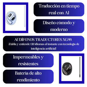 🧠 AUDÍFONOS TRADUCTORES XG99 – ¡Habla y entiende 138 idiomas al instante!