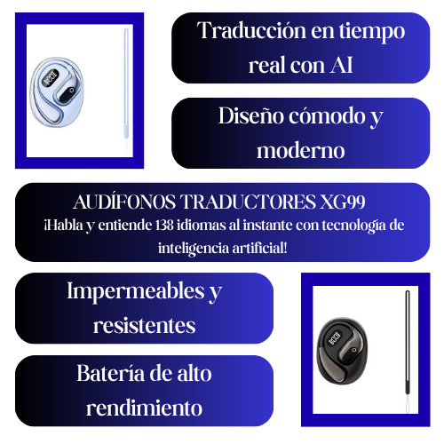 🧠 AUDÍFONOS TRADUCTORES XG99 – ¡Habla y entiende 138 idiomas al instante!
