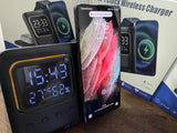 🔋 ESTACIÓN DE CARGA INALÁMBRICA 5 EN 1 CON RELOJ DESPERTADOR MULTIFUNCIÓN
